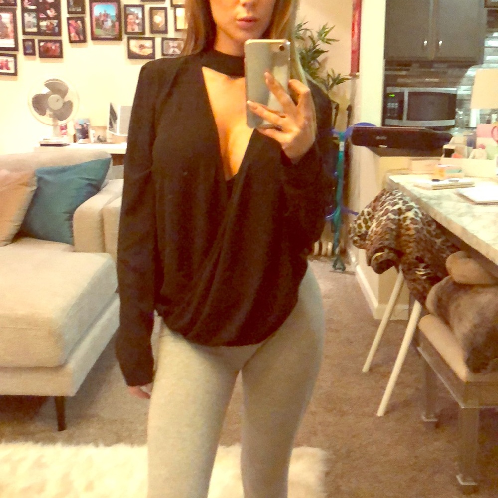 MISSGUIDED WRAP FRONT DRAPE BLOUSE